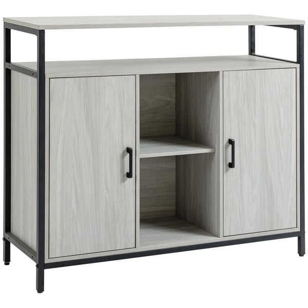 Modern Sideboard Storage Cabinet with Adjustable Shelves Light Grey