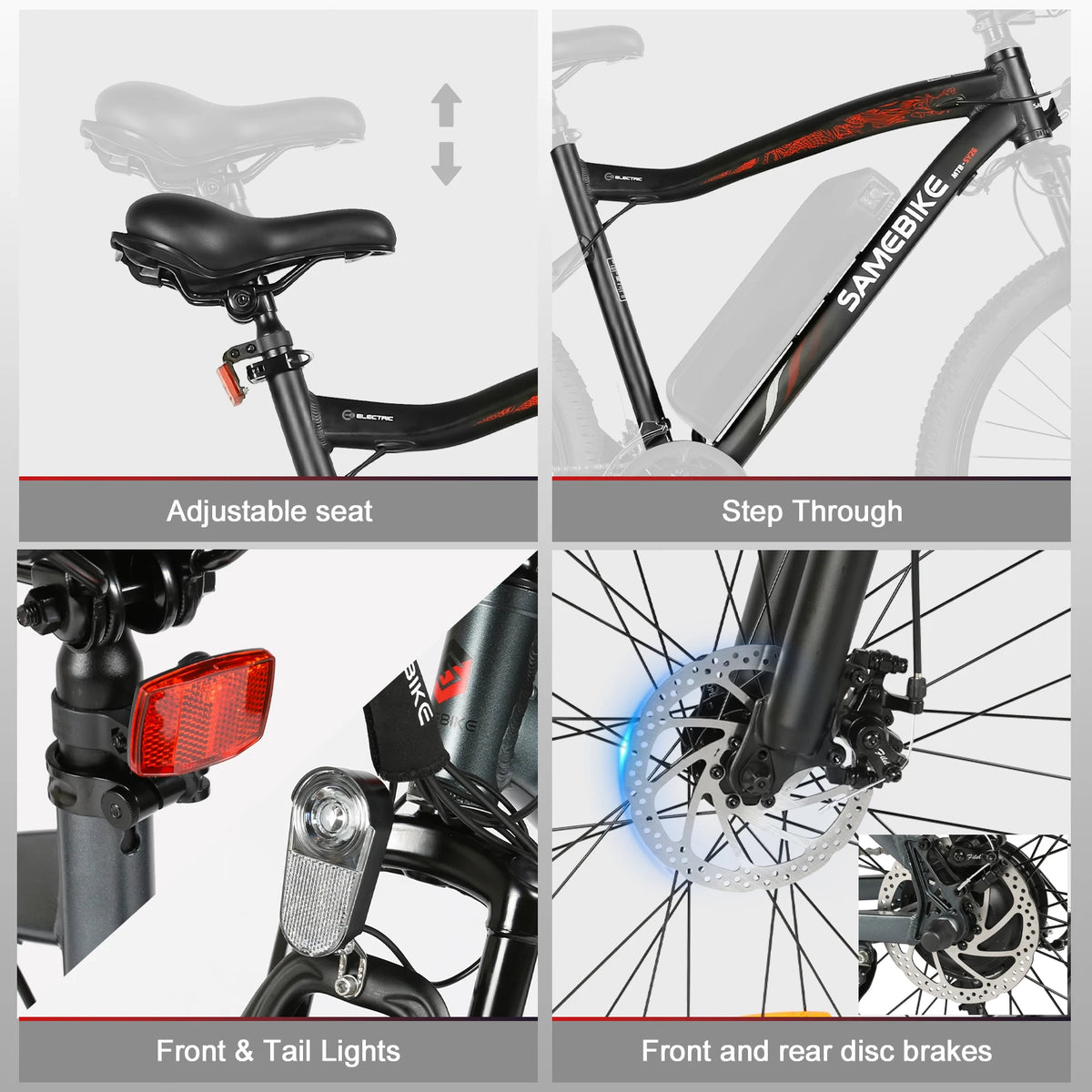 SY26-II 26 Inch Electric Mountain Bike with Aluminium Frame, 36V 13Ah Removable Battery and 21-Speed Gears