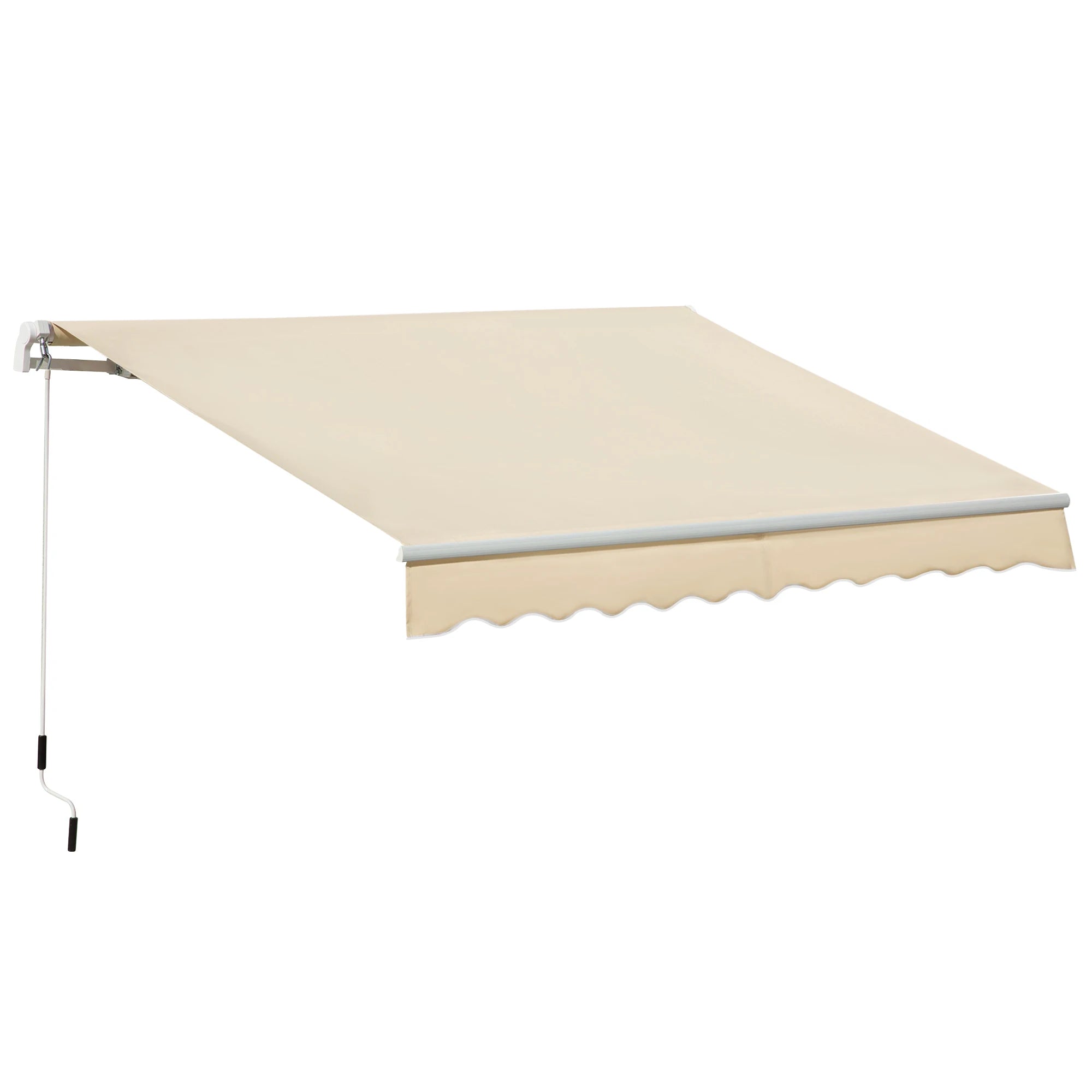 3.5x2.5m Manual Retractable Awning 280g Polyester Canopy Aluminium Frame Crank Handle for Patio Door Window Beige