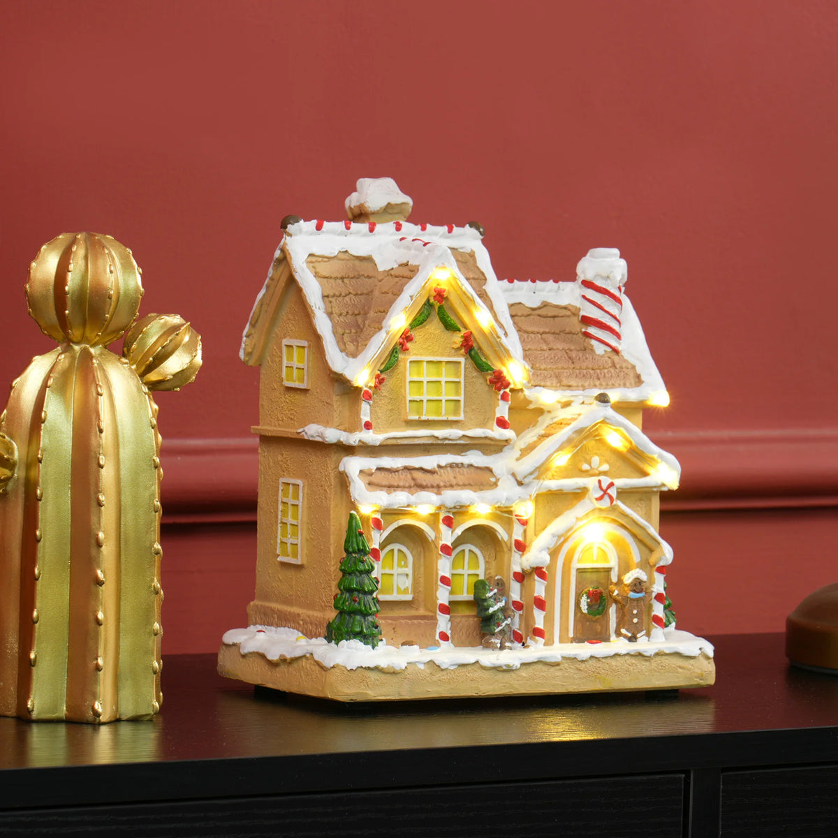 Christmas Village Gingerbread House with LED Lights and Music