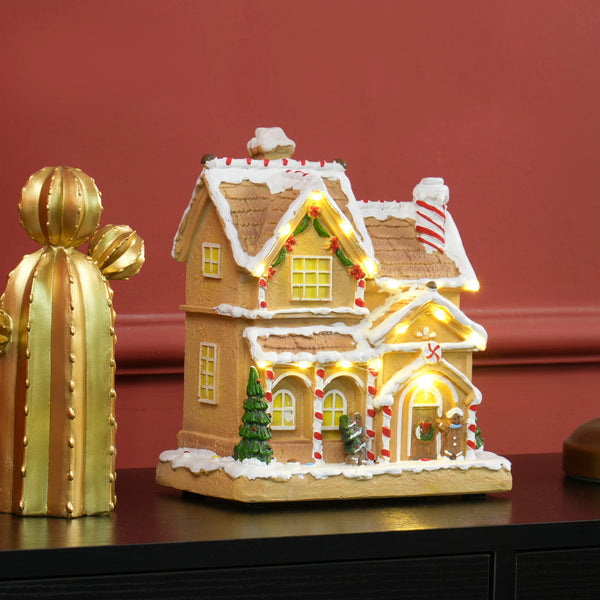 Christmas Village Gingerbread House with LED Lights and Music