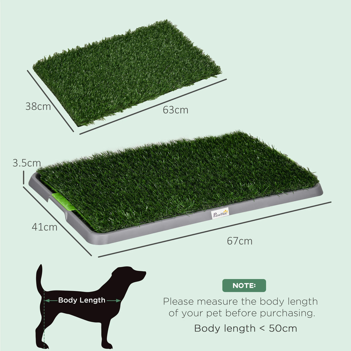 Dog Toilet with 2 Artificial Grass Pads 67x41cm Indoor Puppy Potty Tray with Drainage Holes Green