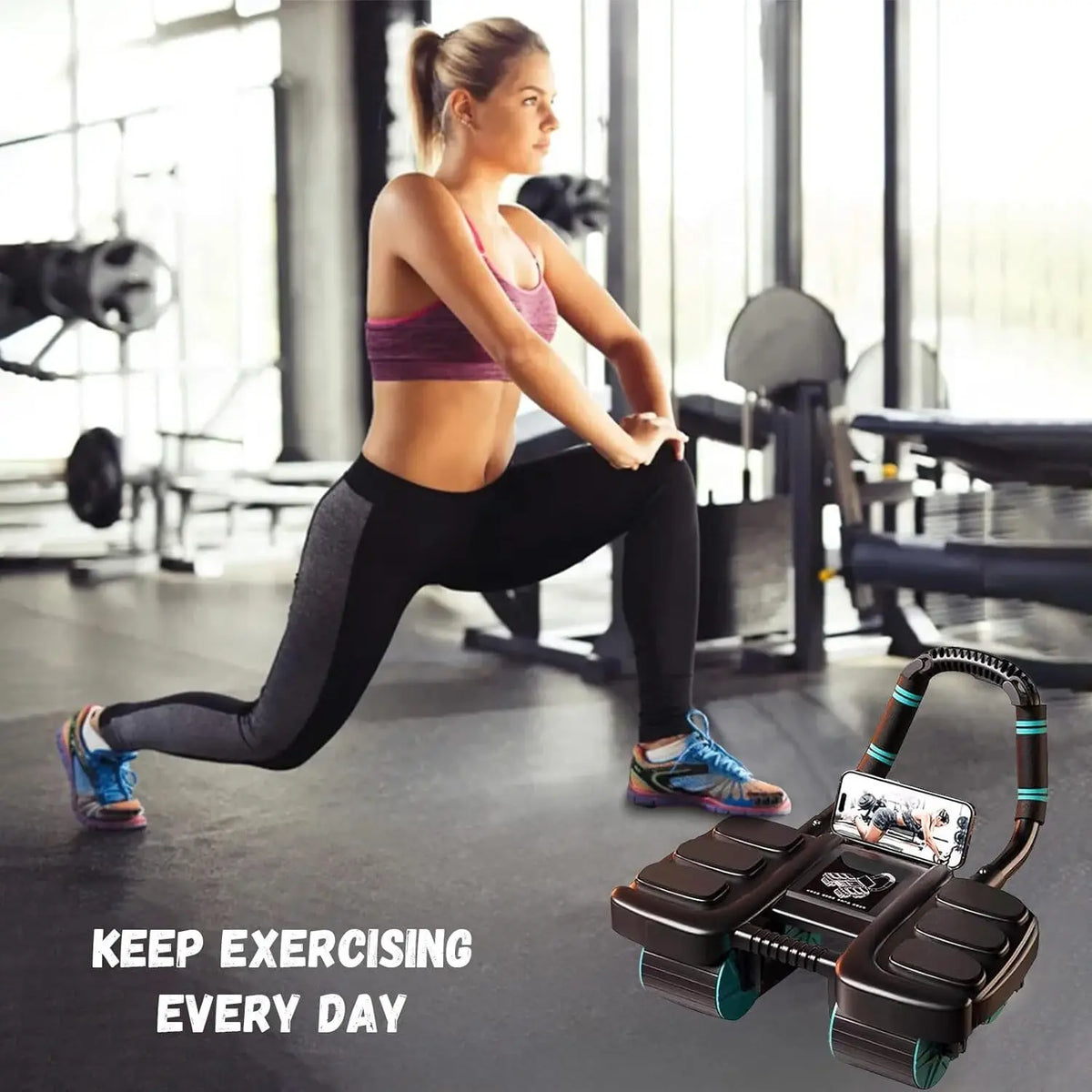 Automatic Rebound Ab Roller 4 Wheel Design with Elbow Support Multi Layer Quiet Floor Friendly Core Trainer