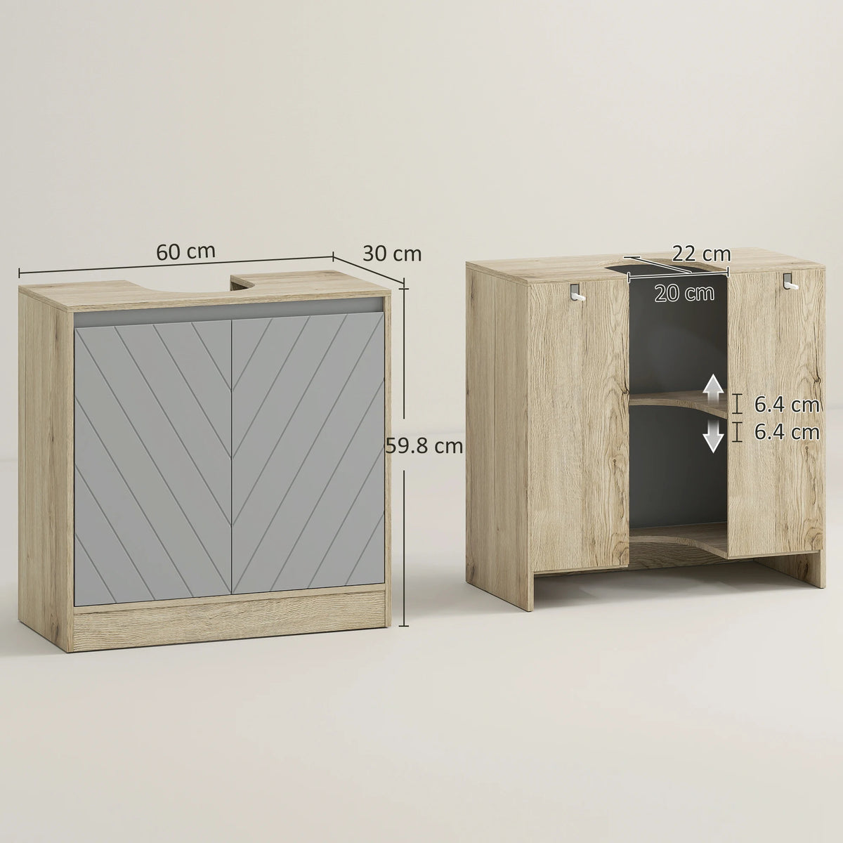 Under-Sink Storage Cabinet with Adjustable Shelf, 2 Doors