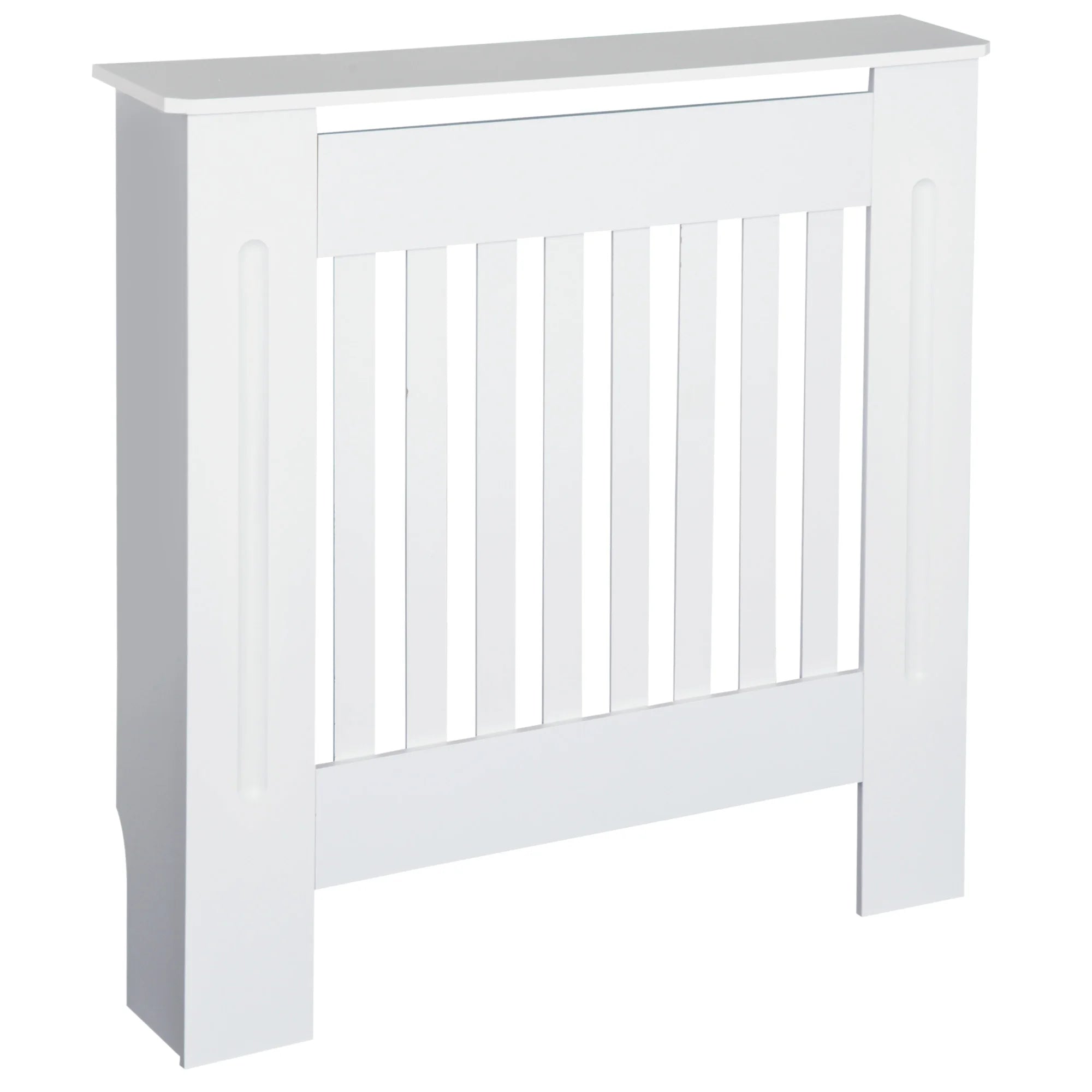 MDF Radiator Cover White Wooden Slatted Cabinet with Top Shelf 78cm for Hallway Living Room Home Office