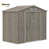 7 x 4ft Galvanised Metal Garden Shed with Double Sliding Lockable Doors, Foundation Kit and Ventilation