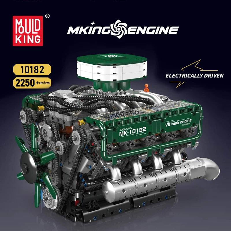 Mould King Motorised V8 Tank Engine Building Block Set 2250 Pieces Technical Assembly Brick Set for Adults and Kids