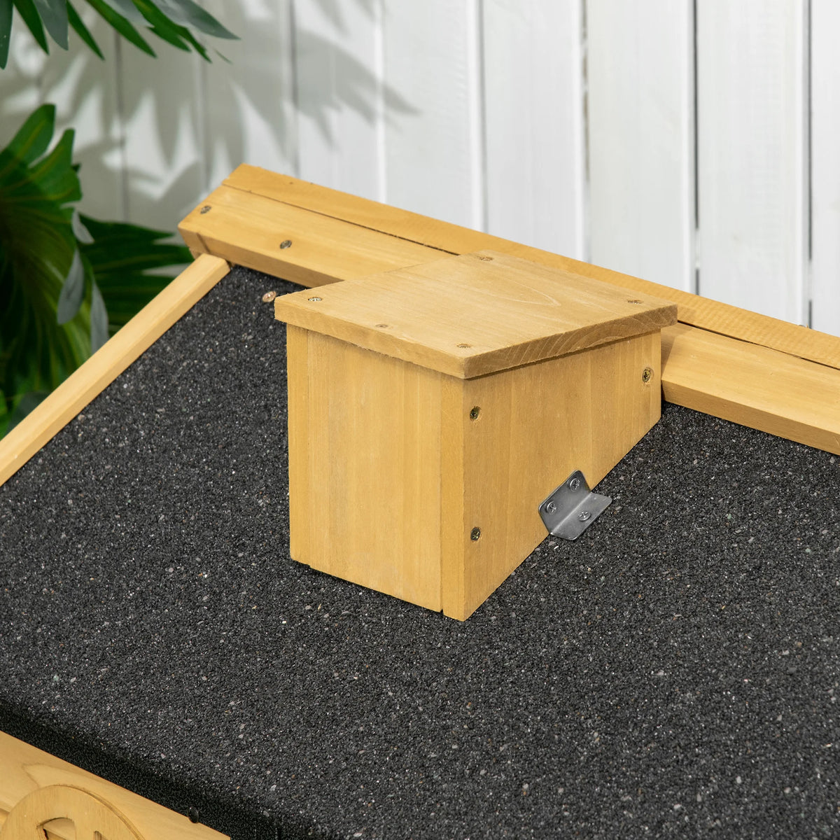 4ft Rabbit Hutch 120x55.5x80cm 2 Tier Bunny Cage with Ramp Asphalt Roof and Slide Out Tray