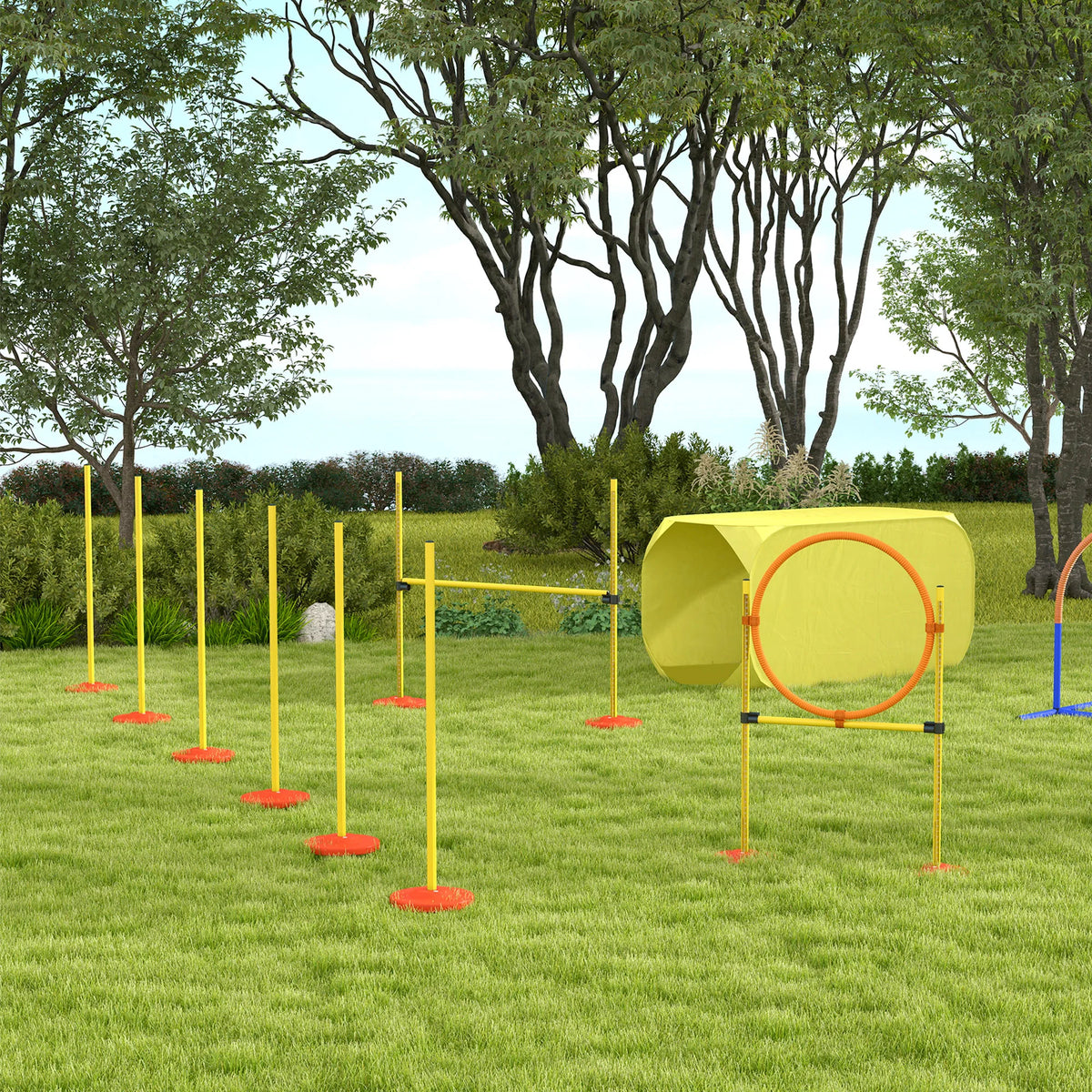 Outdoor 4 PCs Dog Agility Training Equipment Backyard Starter Course Set