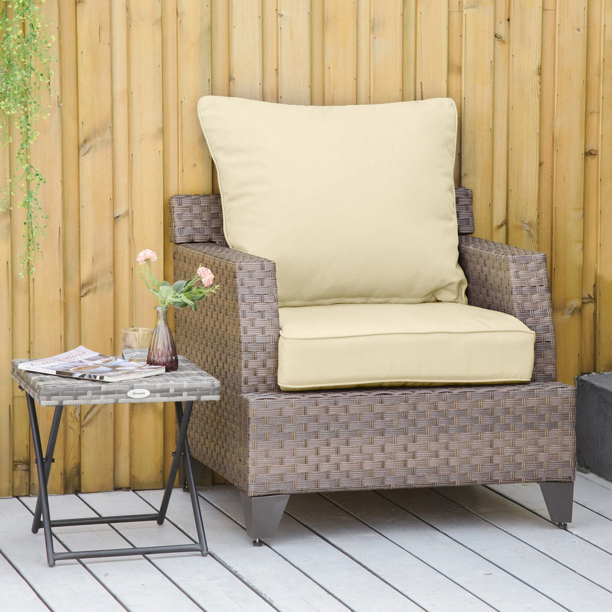 Outdoor Seat and Back Cushion Set, Deep Seating Chair Cushion, Beige
