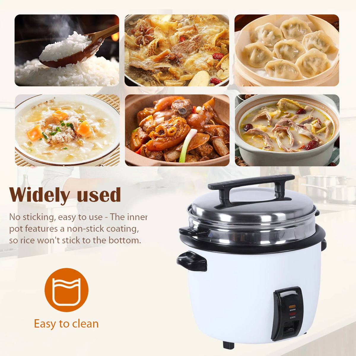 5L Electric Rice Cooker with Steamer, Non-Stick Pot and Automatic Keep Warm