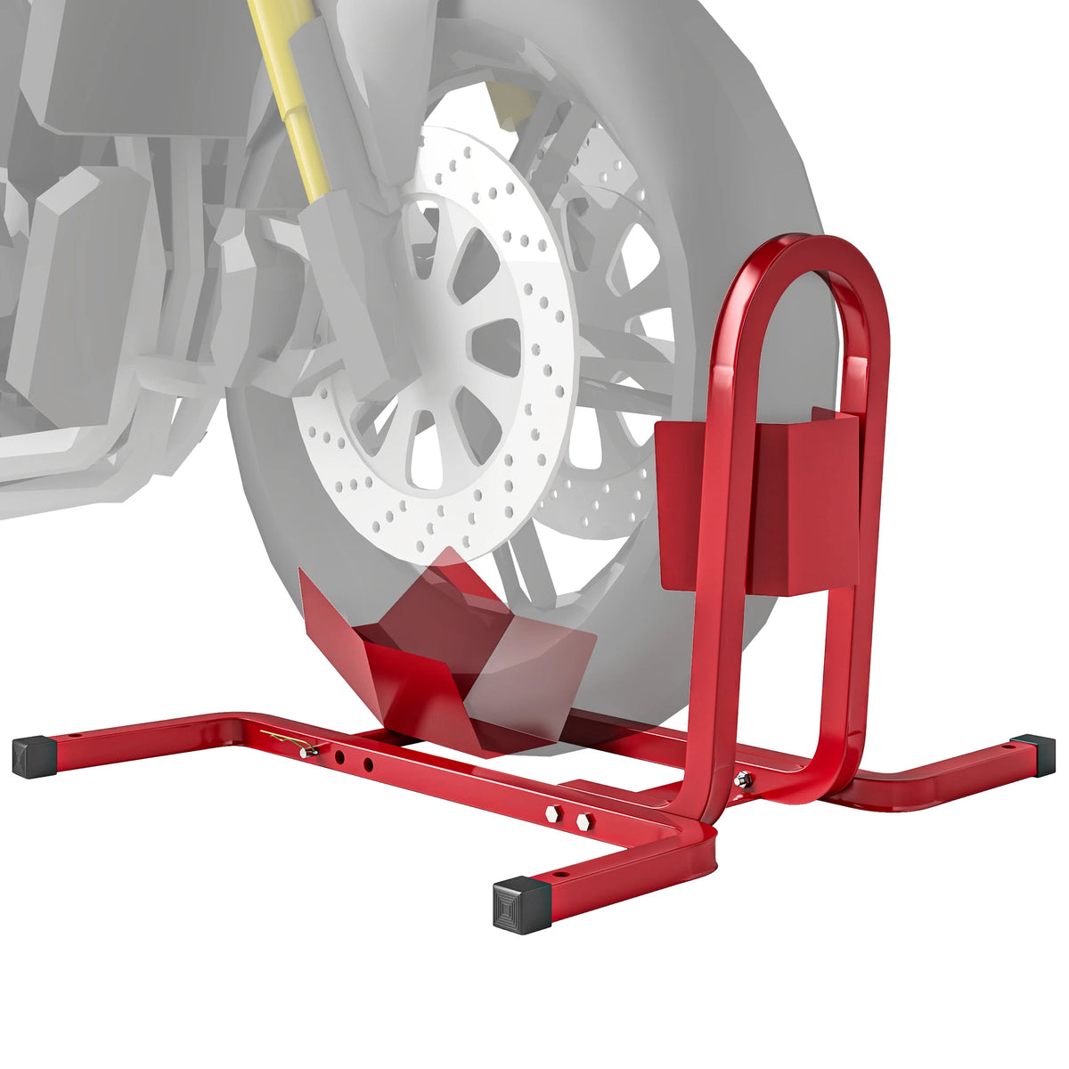 Motorcycle Wheel Chock Stand, Adjustable for 17–21" Front Wheels, Red