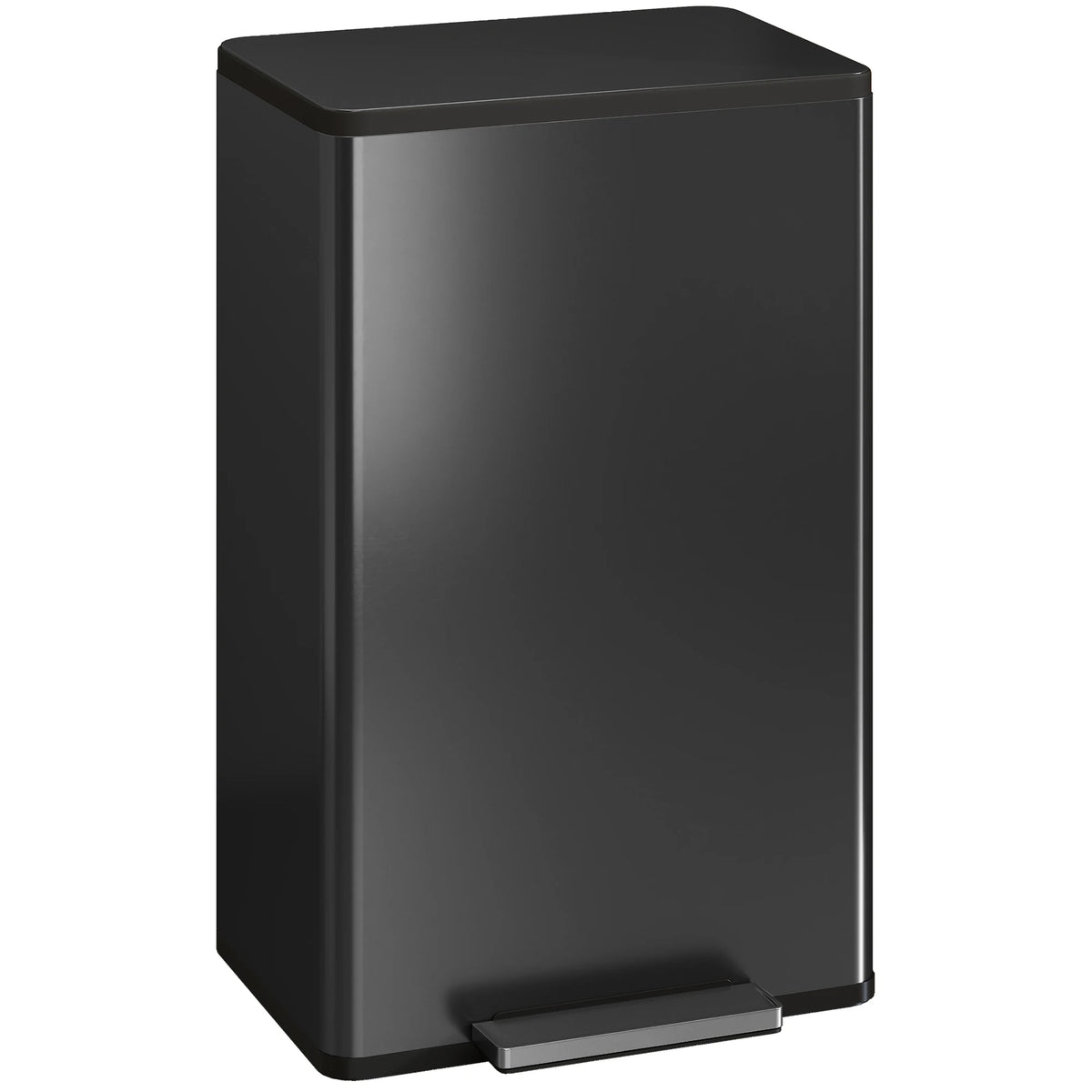 45L Pedal Kitchen Bin with Soft-Close Stay-Open Lid and Inner Bucket, Black
