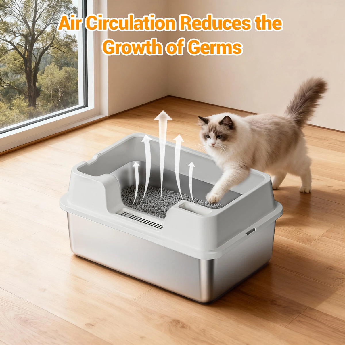 XL Enclosed Cat Litter Box, High Sided Litter Pan for Big Cats | Hackerprice®