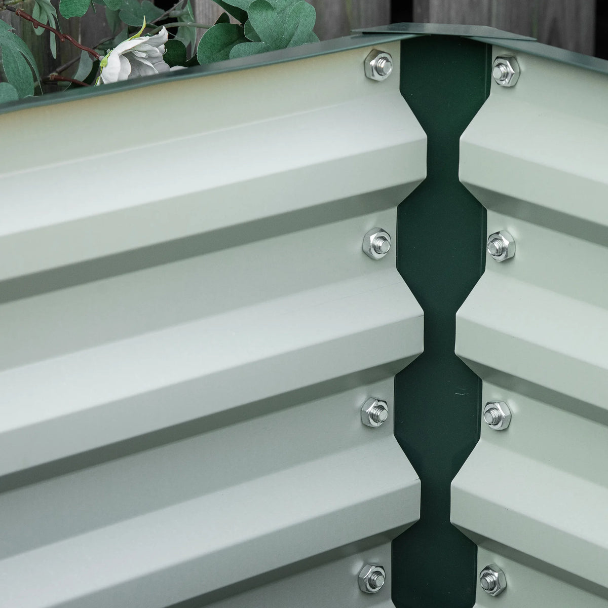 Set of 2 Raised Garden Beds, Galvanised Steel Planter Boxes, Green