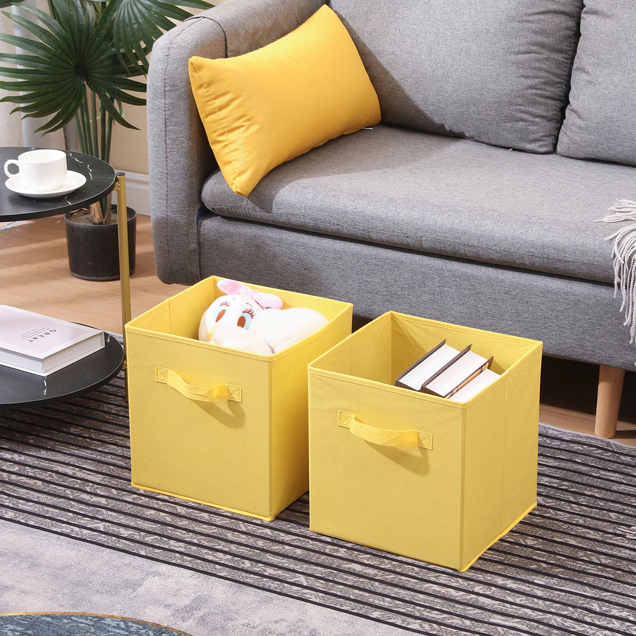 Pack of 4 Foldable Fabric Storage Cubes Boxes Non-Woven Wardrobe Organiser for Home Bedroom Closet
