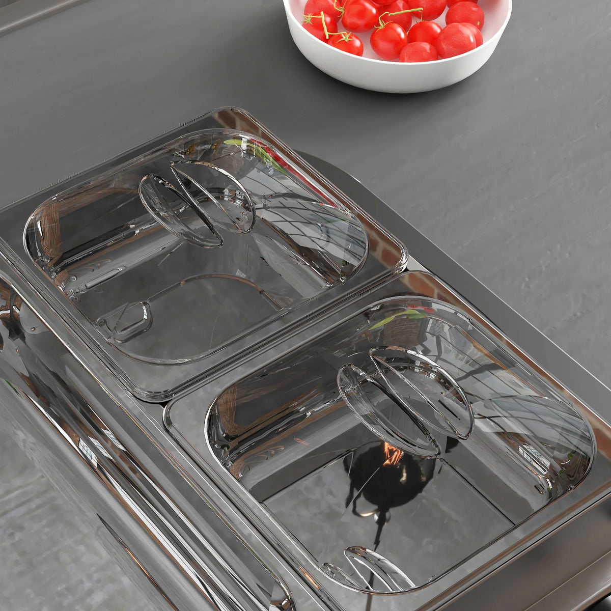 4-Tray Electric Buffet Food Warmer with Adjustable Temperature, 300W, Stainless Steel