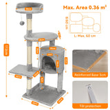 Passerscat Multi-Level Cat Tree 112cm Climbing Frame Scratching Posts Padded Perches Condo Indoor