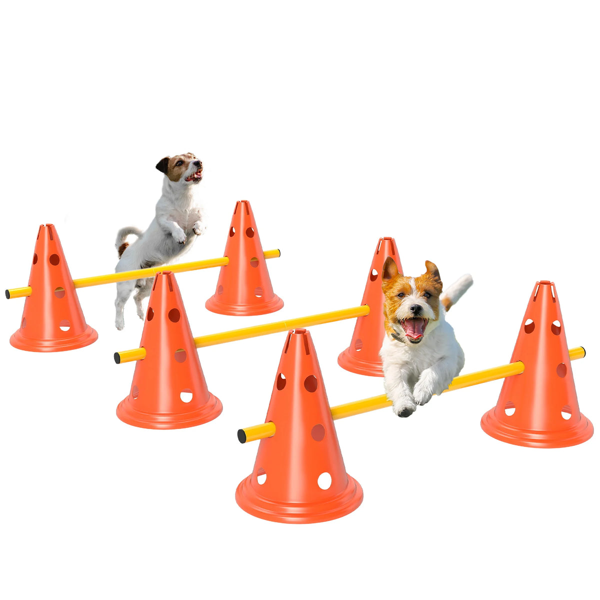3-Piece Dog Agility Set with Adjustable Height Jumps and Carry Bag