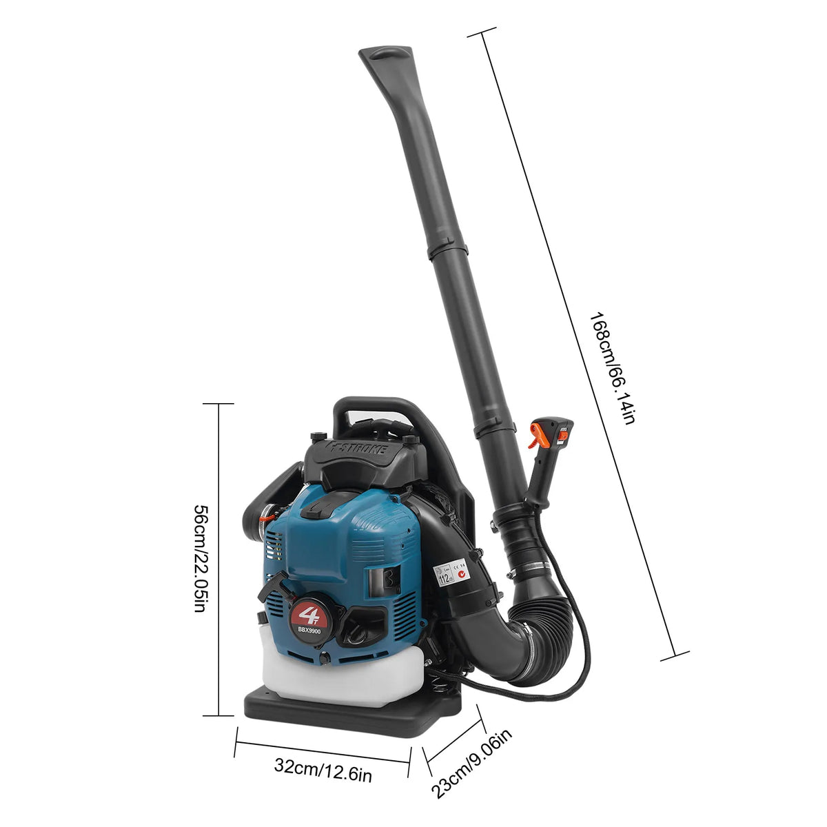 75.6cc 4-Stroke Petrol Backpack Leaf Blower, 2.6kW with 1.9L Tank