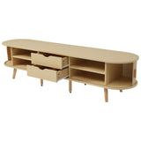 175cm TV Stand Cabinet with Sliding Doors, 2 Drawers, Open Shelves and High-Leg Design for 70 Inch TVs