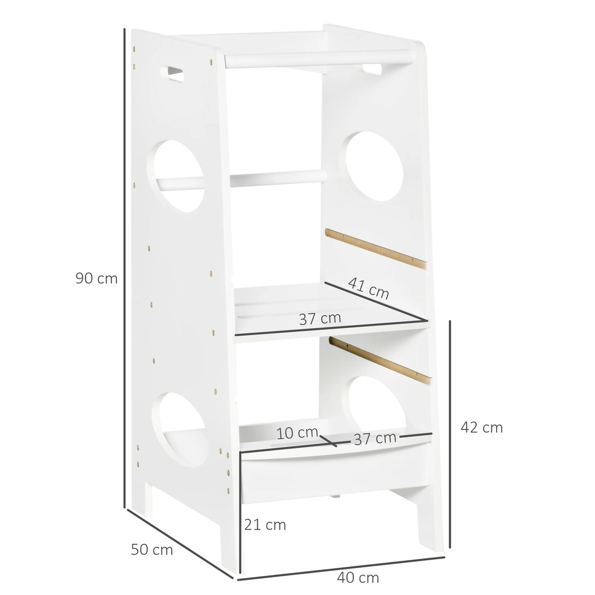 Toddler Step Stool Kids Adjustable Standing Tower with Safety Rail for Kitchen Counter