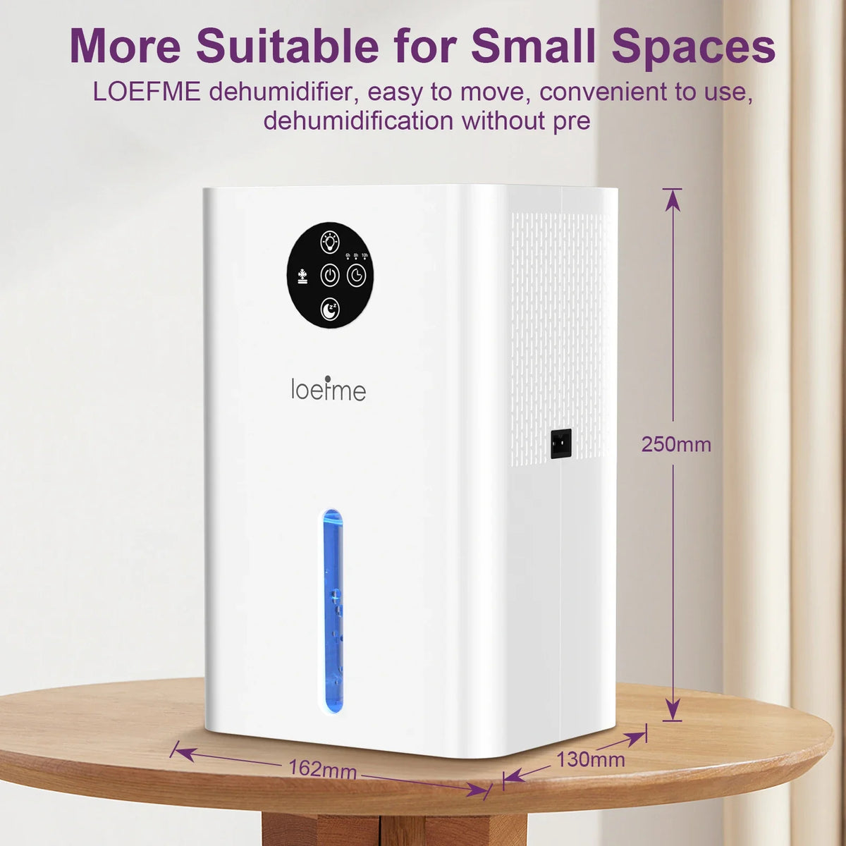 1.8L Portable Mini Dehumidifier, 500ml/Day Quiet Moisture Absorber with Auto Shut-Off
