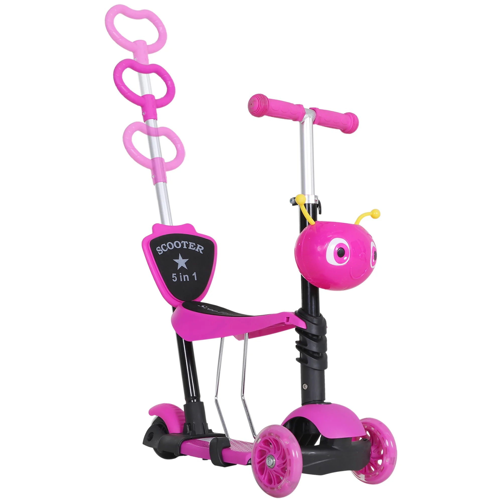 5 in 1 Kids Kick Scooter with Seat Adjustable 3 Wheel Ride On Walker
