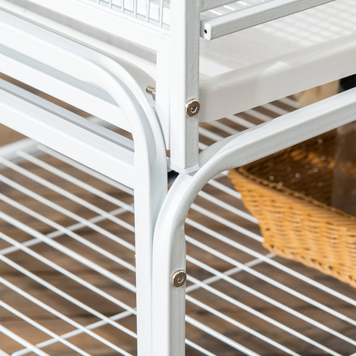 Bird Cage with Stand and Wheels 83x53x180cm 3 Tier Aviary with Perches Ladders and Slide Out Tray White