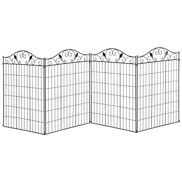 Garden Decorative Fence 4 Panels 44in x 12ft Metal Wire Landscape Border Edging