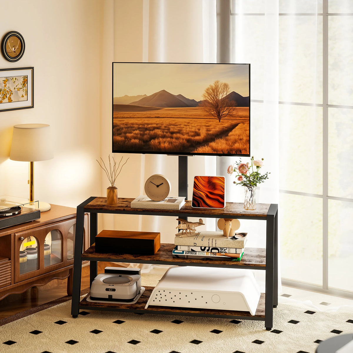 TV Stand Cabinet with Swivel Bracket for 32-70 Inch TVs