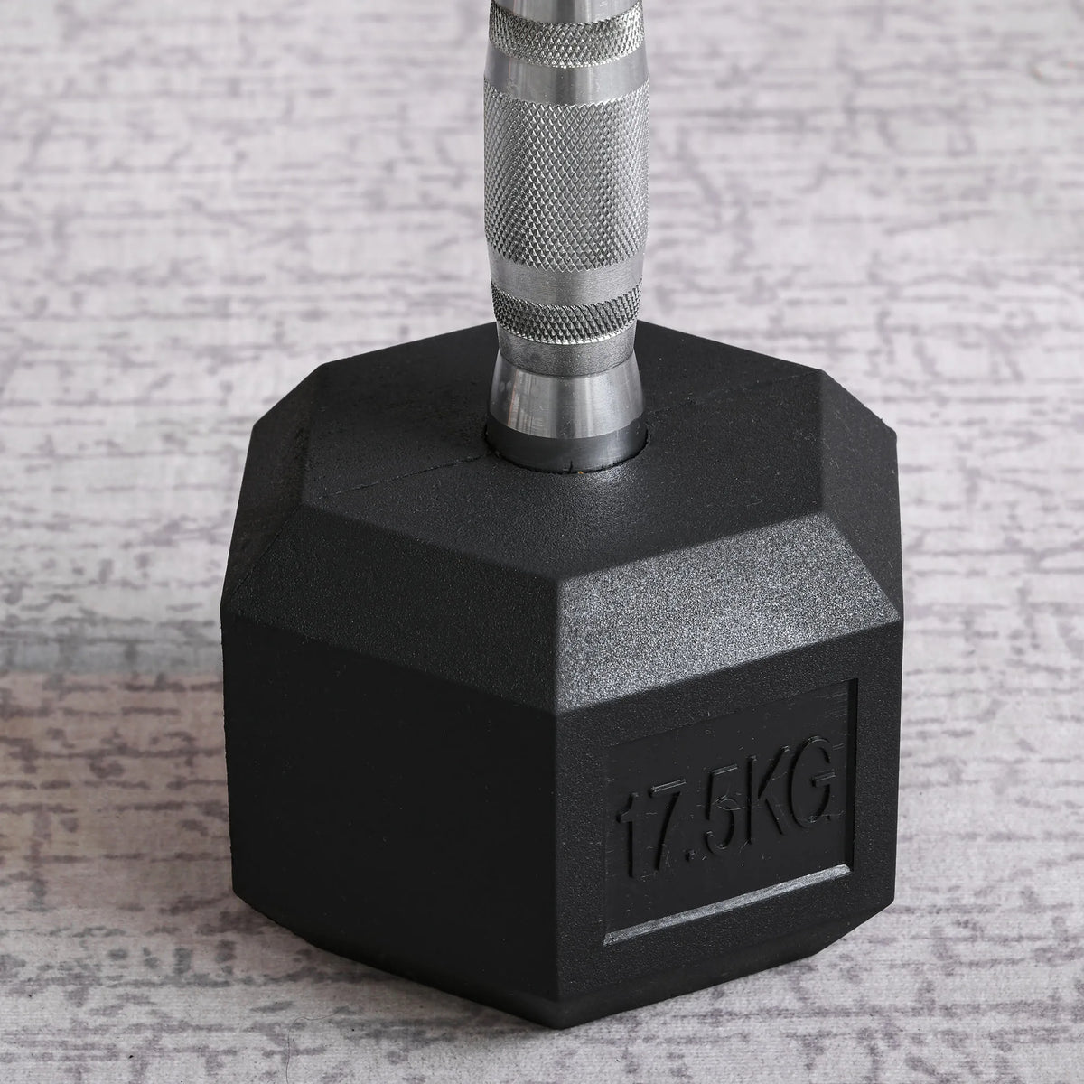 17.5kg Single Rubber Hex Dumbbell, Portable Hand Weight for Home Gym