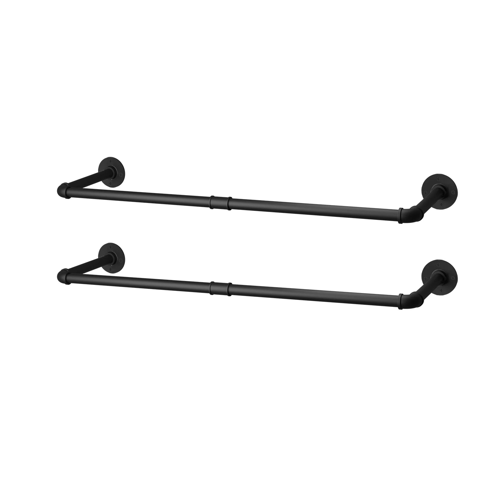 Pack of 2 Industrial Pipe Clothes Rail Wall Mounted 92cm Garment Rack with 4 Hooks for Bedroom Hallway Office