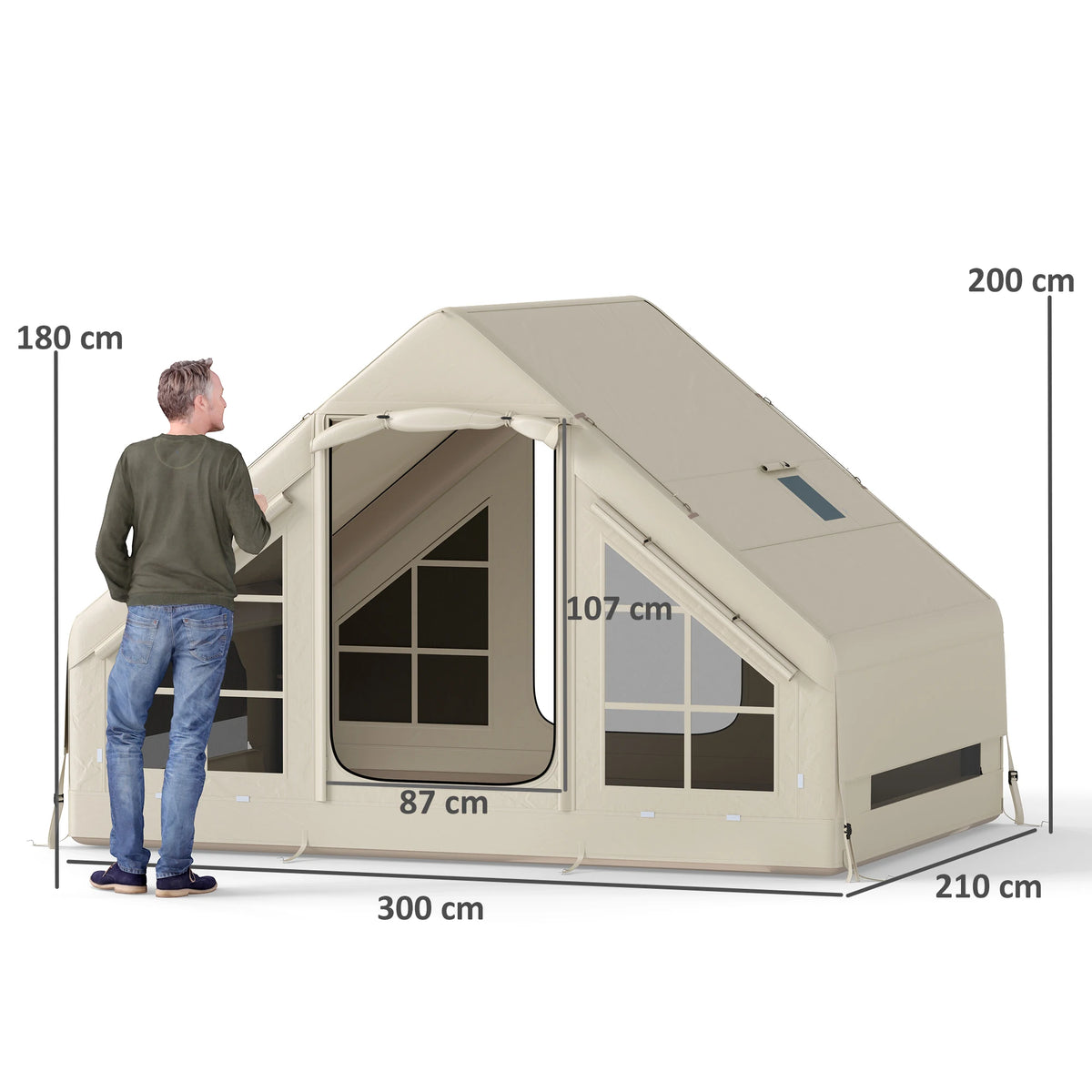Inflatable Camping Tent 2-4 Person with Air Pump Sets Up in 2 Minutes 420D Oxford 2000mm Waterproof
