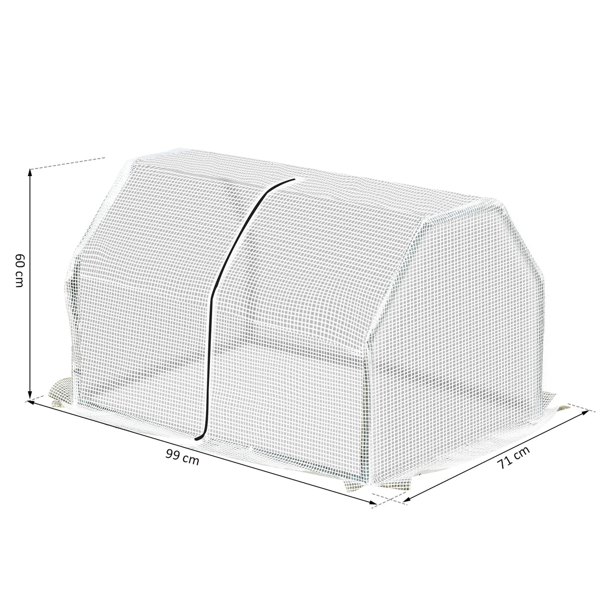 Mini Tunnel Greenhouse with Steel Frame and PE Mesh Cover, 99 x 71 x 60cm