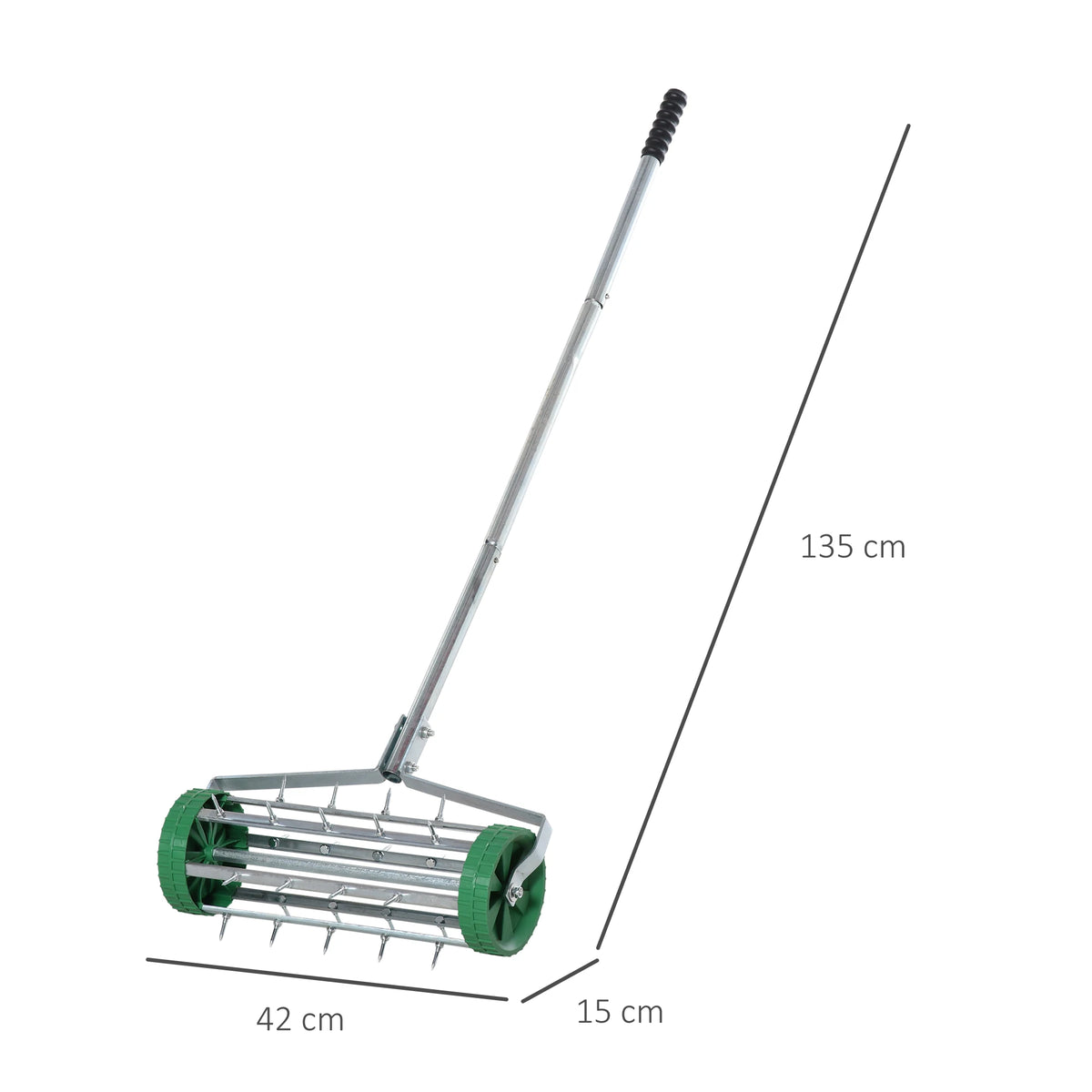 Garden Lawn Aerator with 3-Position Adjustable Handle, Rolling Spike Roller