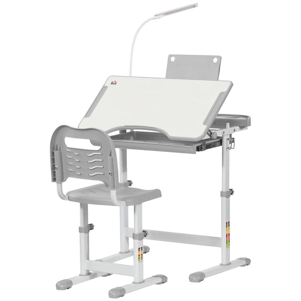 Height Adjustable Kids Desk and Chair Set with USB Lamp