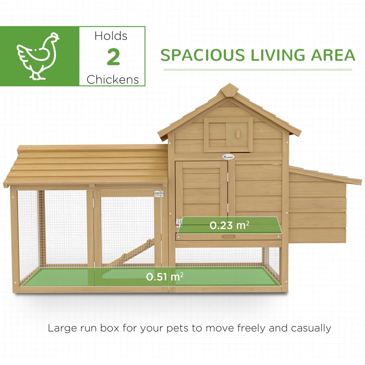 Chicken Coop with Run 150.5x54x87cm Fir Wood Hen House with Nesting Box Ramp and Slide Out Dropping Tray