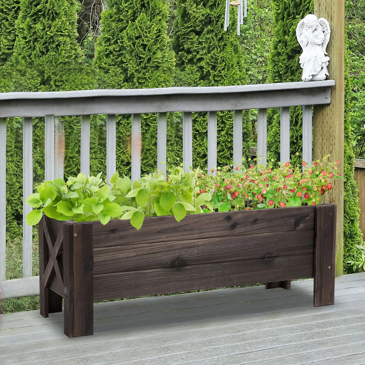 Wooden Garden Raised Bed Planter Box for Flowers & Vegetables, 100 x 36.5 x 36cm