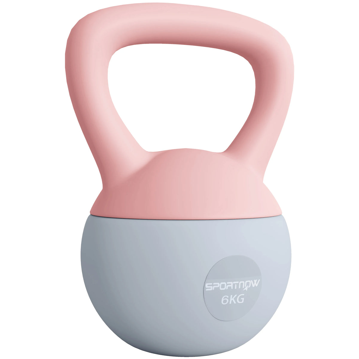 Soft Kettlebell, 6kg Kettle Bell with Non-Slip Handle for Home Gym Weight Lifting and Strength Training, Pink and Grey