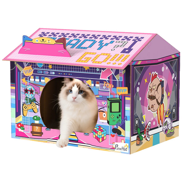 Cardboard Cat House with Scratching Board and Catnip Arcade Design Tool Free Foldable Cat Hideaway