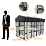 BORWART Heavy Duty Large Dog Kennel Playpen with Roof Cover XS S L Sizes Metal Cage Outdoor Indoor