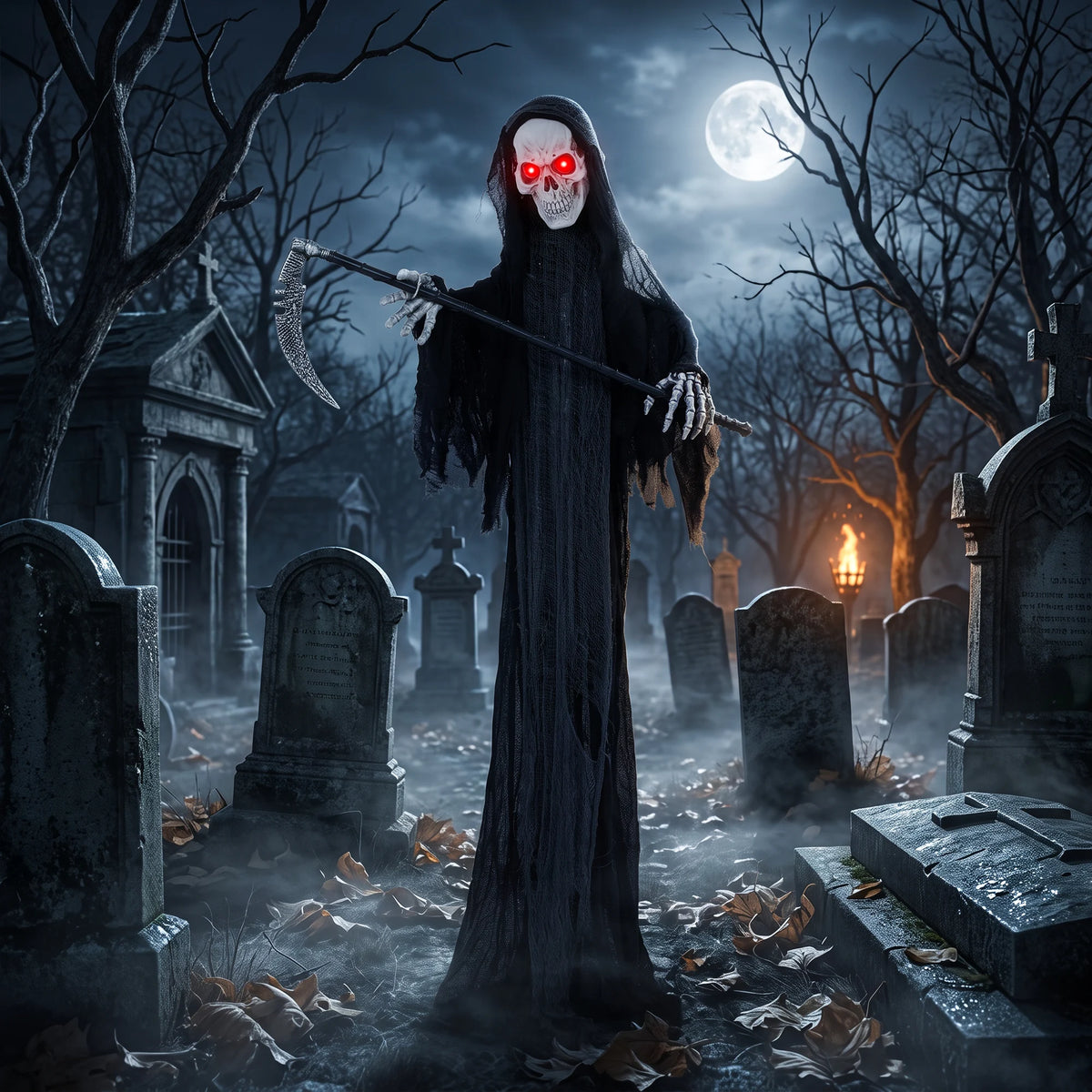 72in/183cm Life-Size Animated Grim Reaper with Scythe
