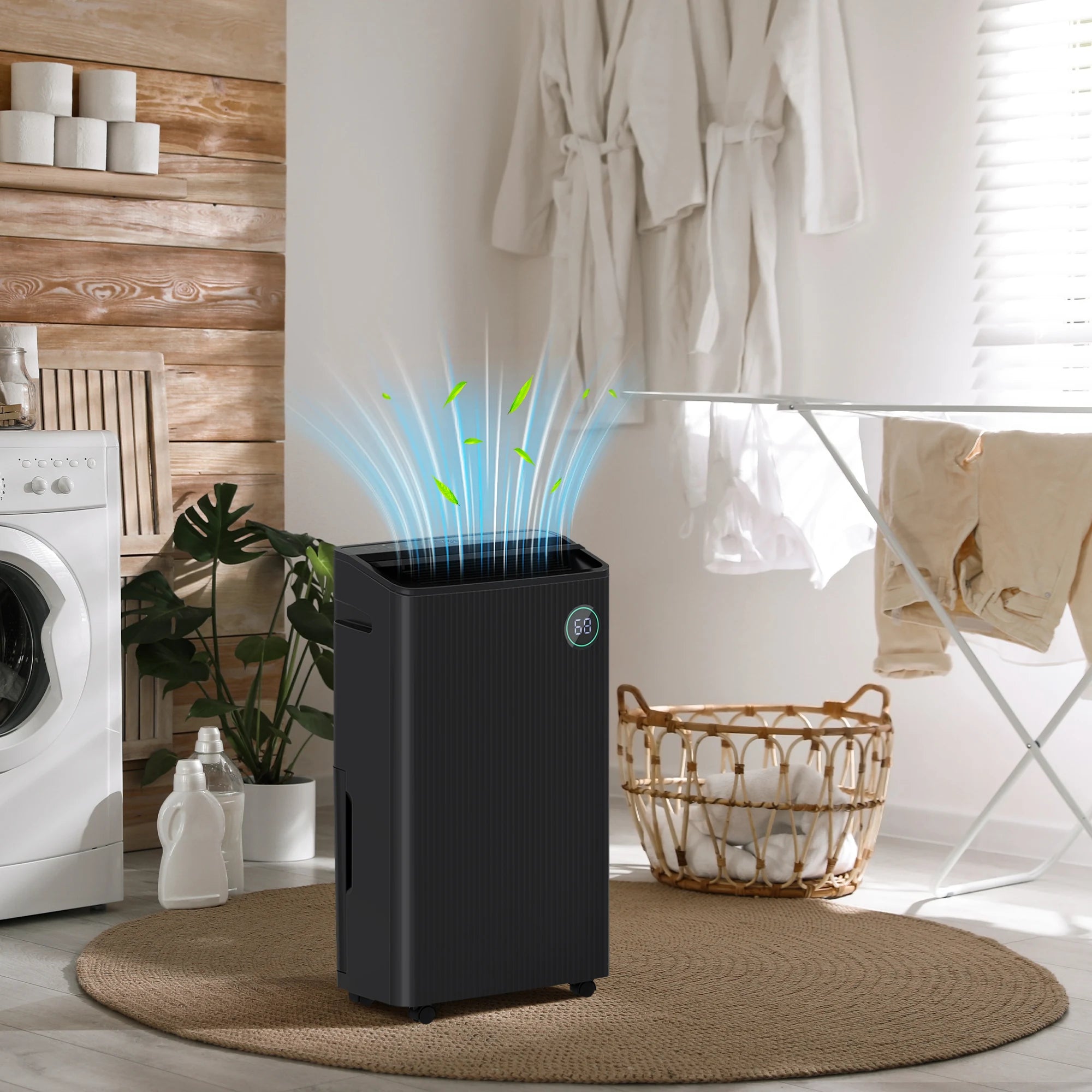 16L Per Day Dehumidifier with HEPA UVC Ioniser Air Purifier 5 Modes 24hr Timer Child Lock for Home Black
