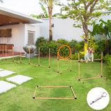 Dog Agility Training Equipment Set with Jump Hurdle Weave Poles Jumping Ring Pause Box and Whistle for Outdoor Training
