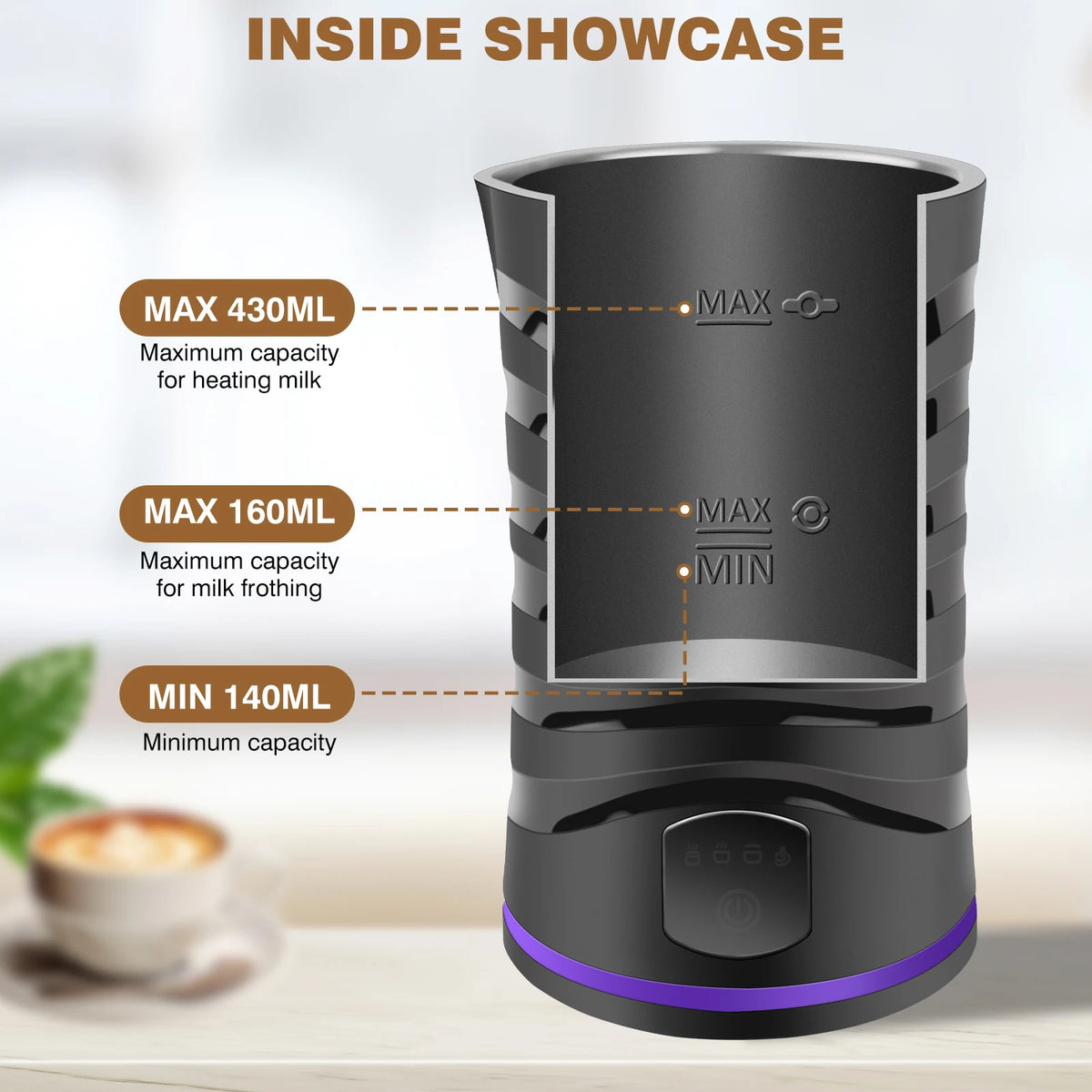 4-in-1 Electric Milk Frother & Steamer | 400W 600ml Hot & Cold Foam Maker for Coffee & Hot Chocolate