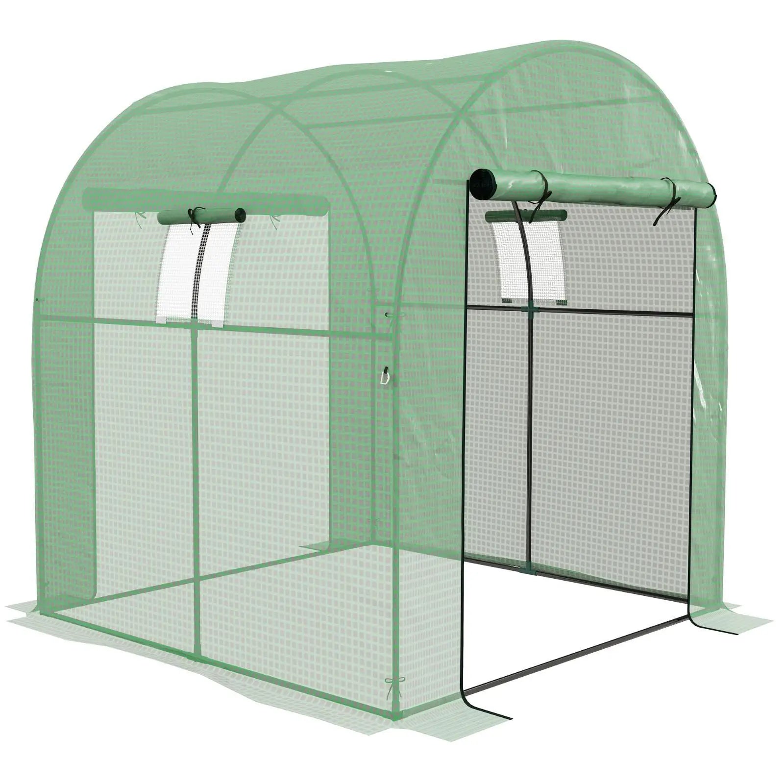 180 x 180cm Walk-In Mini Tunnel Greenhouse with Arch Roof, Zipped Door, Mesh Vents and Steel Frame