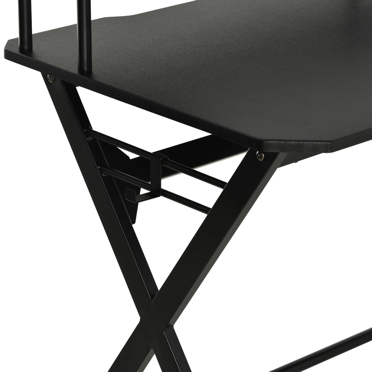140cm Gaming Desk with Monitor Shelf and Headphone Hook, Black