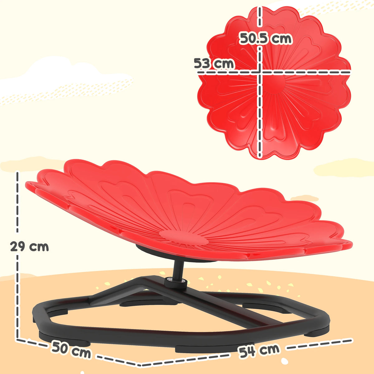 Sensory Spinning Chair for Kids 360 Degree Swivel Flower Shaped Seat with Anti Slip Strips Steel Base