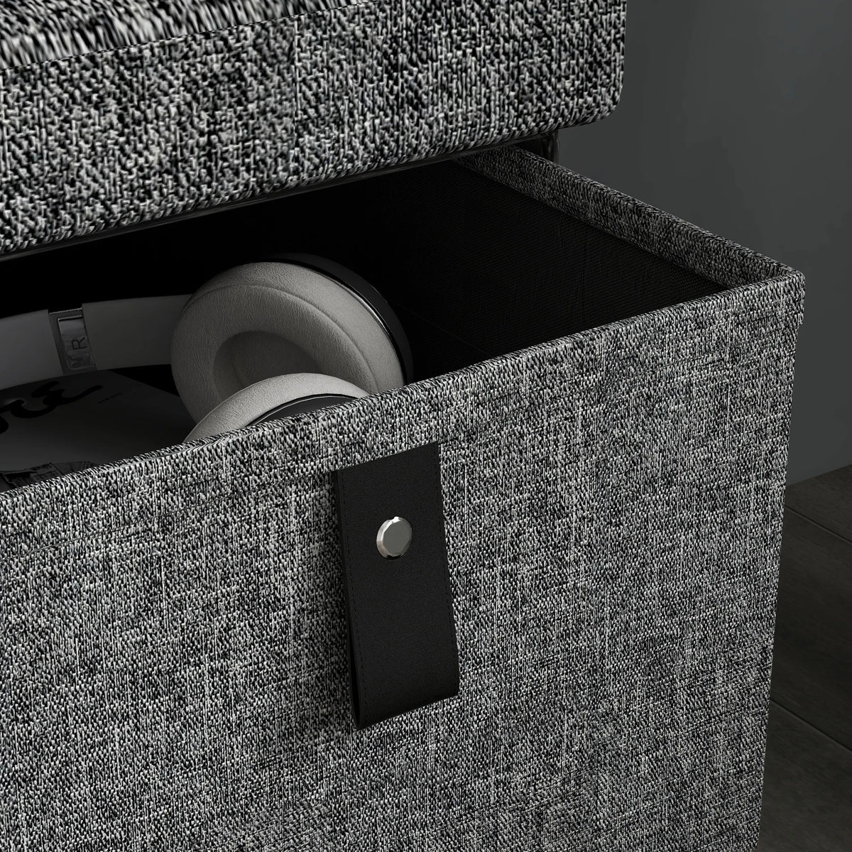Shoe Bench with 6 Fabric Drawers Padded Seat 76.5x38x38cm Linen Look MDF 120kg Capacity Dark Grey